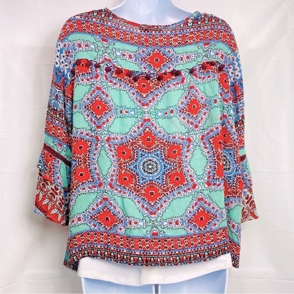 Democracy Women’s Sz Medium Multi-Color Lightweight 3/4 Bell Sleeve Cardigan - Picture 5 of 8